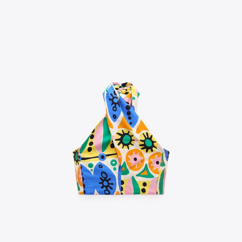 Zara Printed Halter Top and Midi Skirt Set